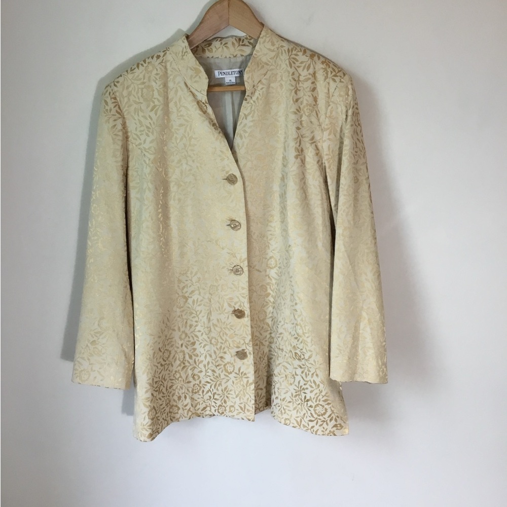 Pendleton Gold Lame Floral Button Down Coat/Jacket‎